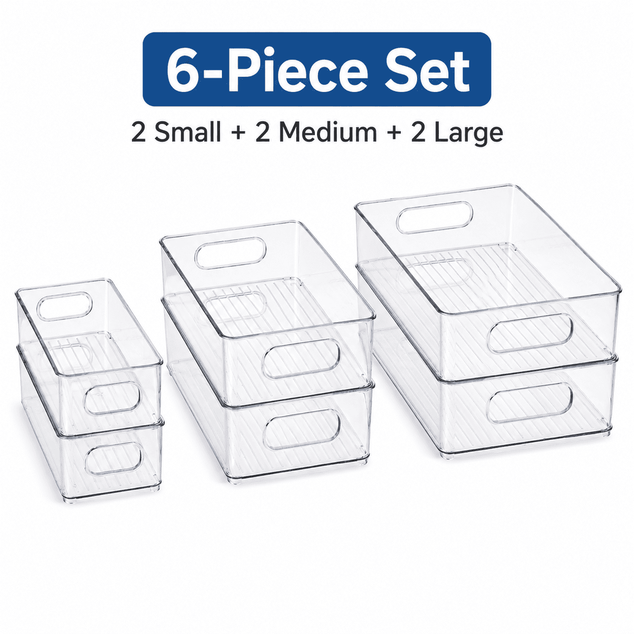 ZHOHO TANT Refrigerator Organizer Bins, 3 Sizes Stackable Clear Pantry with Handles for Fridge, Freezer, Shelves, Drawer, Snack Organizer Home & Kitchen,Boxes,Containers Plastic Baskets