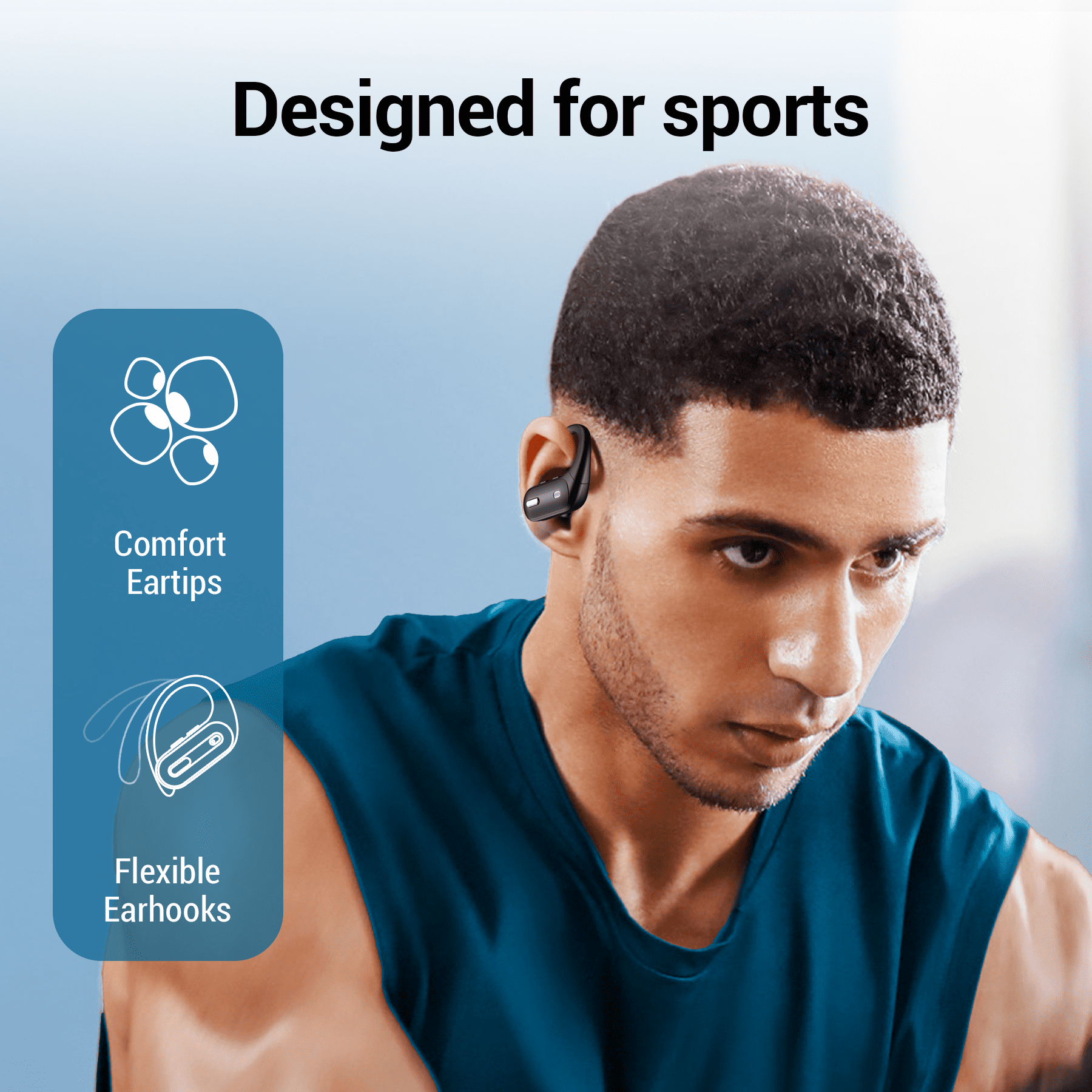 Hybrid Active Noise Cancelling Wireless Ear Buds, 75Hrs Bluetooth 5.3 Headphones IP7 Waterproof for Sport, Running Wireless Earphones with ENC, Deep Bass Over Ear bud with Earhooks for Android, iOS